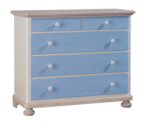MOBILI 2G -  Cassettiera classica 5 cassetti legno massello di abete grezzo 118x52x99 (306)