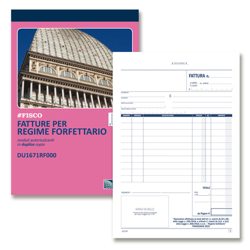 Blocco Fatture Per Regime Forfettario 50/50 Autor. 21,5X14,8Cm Du1671Rf000 Du