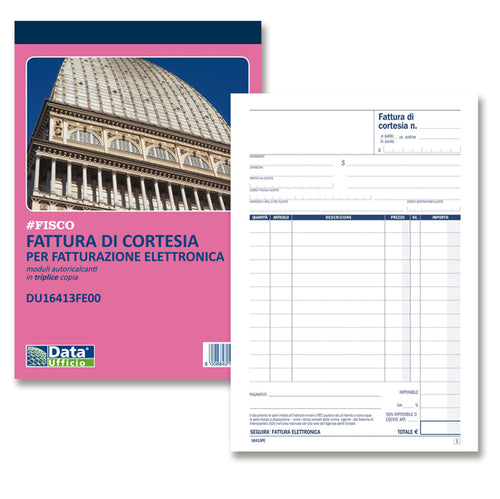 Blocco Fatture Di Cortesia 33/33/33Copie Autor. 21,5X14,8Cm Du16413Fe00 Du