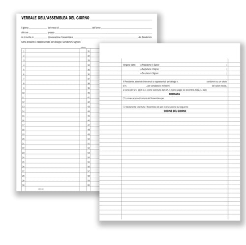 Registro Verbali Assemblee Condominiali 80Pag. 31X24,5Cm Du136400000 Du