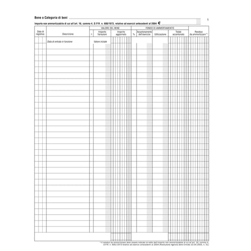 Registro Beni Ammortizzabili 45Pag. Num. 31X24,5Cm Du136800000 Data Uffcio
