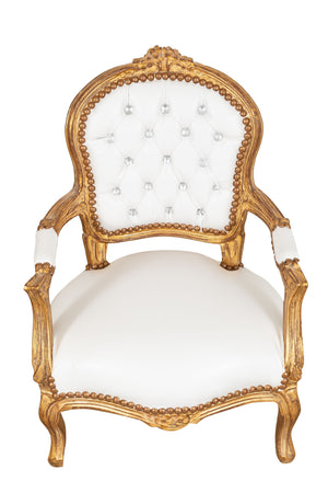 Biscottini Biscottini Sedia Poltrona Bambino Luigi XVI Faggio Oro Ecopelle 51x50x73