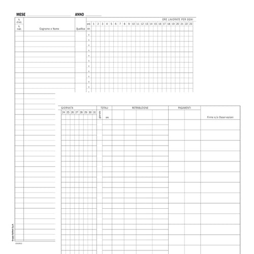 Registro Presenze Mensili 48Pag. 31X24,5Cm Du131301200 Du