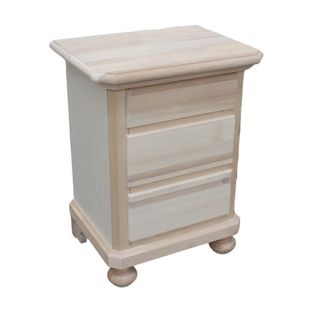 MOBILI 2G -  Comodino classico 3 cassetti legno grezzo 50x38x66 (453)