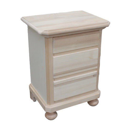 MOBILI 2G -  Comodino classico 3 cassetti legno grezzo 50x38x66 (453)