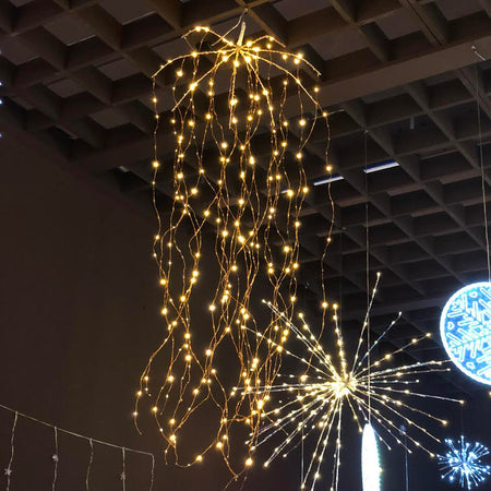 Cascata di luci con microled bianco caldo per esterno decorazione natalizie