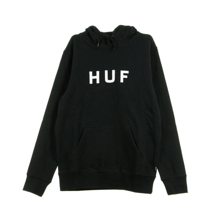 HUF Felpa Cappuccio Uomo Essentials Og Logo Black da uomo