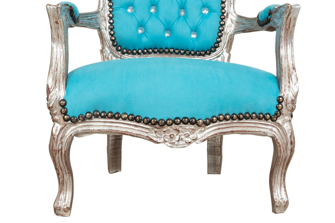 Biscottini Biscottini Poltrona Sedia Bambino Luigi XVI Faggio Argento Anticato Ecopelle