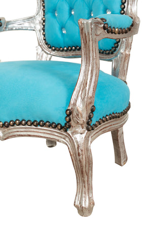 Biscottini Biscottini Poltrona Sedia Bambino Luigi XVI Faggio Argento Anticato Ecopelle