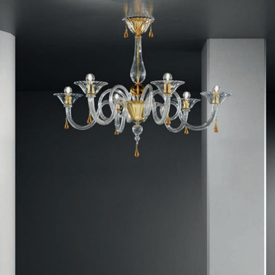 Plafoniera classica Sylcom DOLFIN 1380 6 E14 LED vetro soffiato lampada soffitto