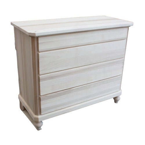MOBILI 2G -  Cassettiera classica 4 cassetti legno massello grezzo 119x52x101 (970)