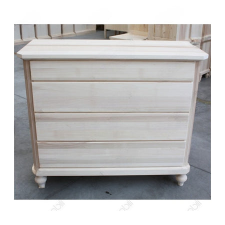 MOBILI 2G -  Cassettiera classica 4 cassetti legno massello grezzo 119x52x101 (970)