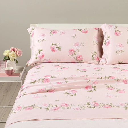 Lenzuola Flory ! Caleffi Completo in Flanella di puro cotone - Stile Elegante e Calore