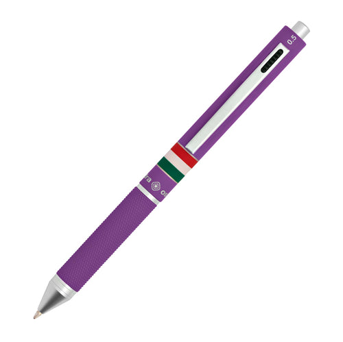 Penna Sfera Scatto Multifunzione Quadra Fusto Viola Gommato Italia Osama