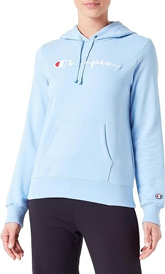 Champion Legacy Icons W - Spring Terry Felpa con Cappuccio, Celeste, Donna