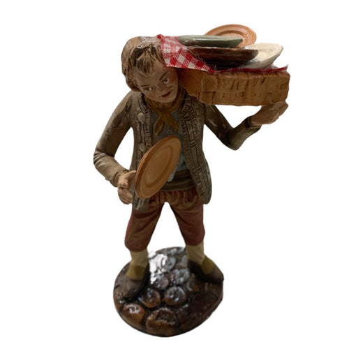 Lavapiatti statuetta in terracotta artigianale per presepe napoletano da h 12 cm