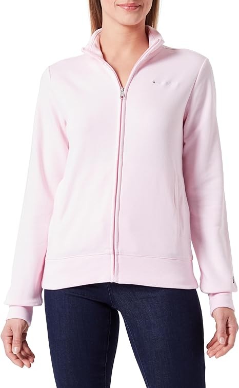 Champion Legacy Icons W - Spring Terry Small Script Logo High-Neck Full-Zip Felpa, Bianco, Donna