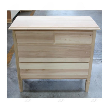 MOBILI 2G -  Cassettiera classica 4 cassetti legno grezzo 90x42x83 (525)
