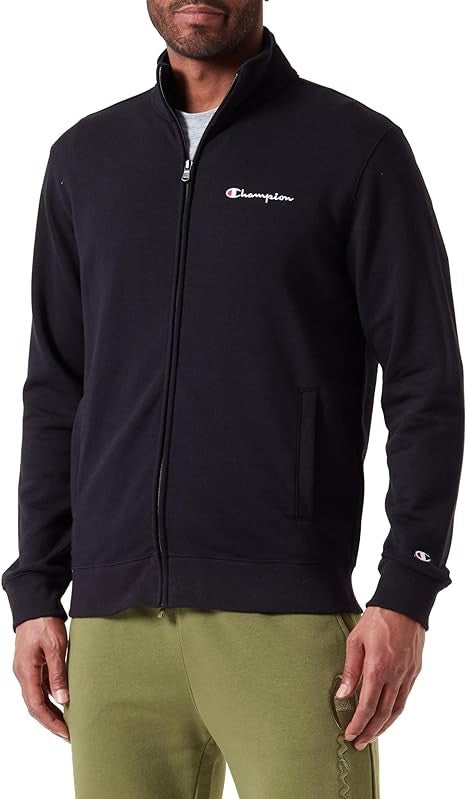 Champion Legacy Icons - Heavy Spring Terry Small Script Logo High-Neck Full-Zip Felpa, Nero, Uomo