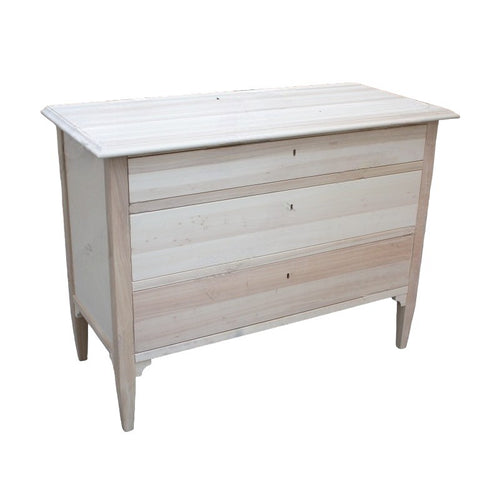 MOBILI 2G -  Cassettiera classica 3 cassetti legno grezzo 123x56x92 (809)