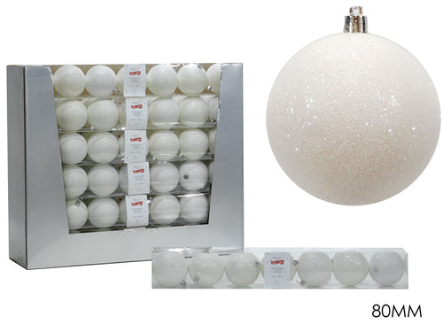 Set 14 Palle 60mm Bianche Glitter