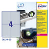 Poliestere Adesivo L6134 Argento 20Fg A4 105X148Mm (4Et/Fg Laser Avery