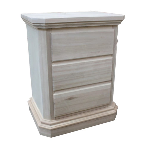 MOBILI 2G -  Comodino classico 3 cassetti legno grezzo 60x38x71 (418)