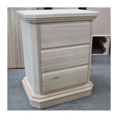 MOBILI 2G -  Comodino classico 3 cassetti legno grezzo 60x38x71 (418)