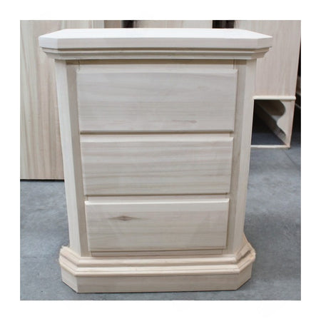 MOBILI 2G -  Comodino classico 3 cassetti legno grezzo 60x38x71 (418)
