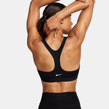 Nike W Nk Swsh LS Hbr Bra, Nero/Bianco
