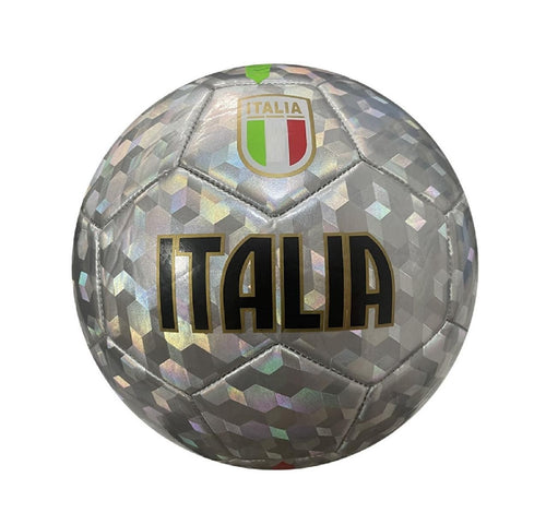 PALLONE CUOIO CALCIO ITALIA ARGENTO MET