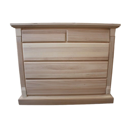 MOBILI 2G -  Cassettiera classica 5 cassetti legno grezzo 135x55x110 (415)