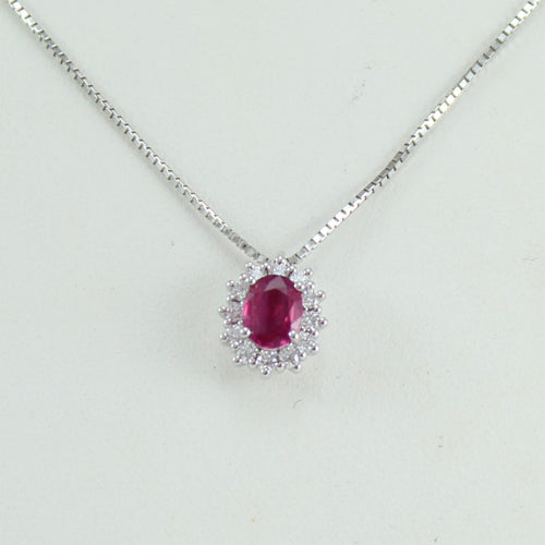 Collana donna Mirco Visconti in oro bianco con rubino e diamanti