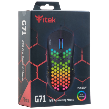 Mouse Gaming itek G71 - 12000DPI, RGB, Software, Sensore S3327 - Ultra Leggero, Nido d'Ape
