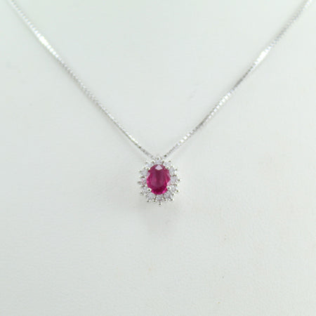 Collana donna Mirco Visconti in oro bianco con rubino e diamanti