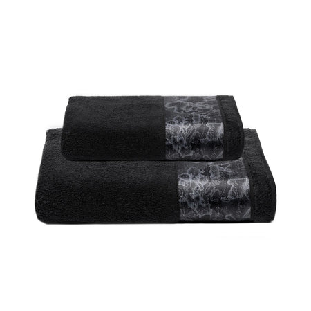 Asciugamano Geo Night ! Alviero Martini 1A Classe: Lusso Nero, Design Iconico e Puro Cotone