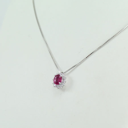 Collana donna Mirco Visconti in oro bianco con rubino e diamanti