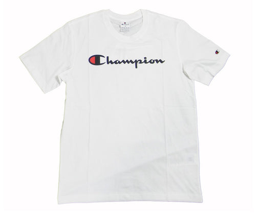 Champion TEE Light Cotton Jersey Uomo Logo Grande Cotone Bianco