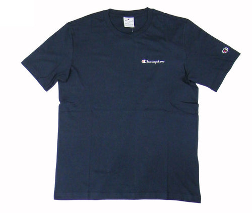 Champion SS TEE Light Cotton Jersey Uomo Logo Piccolo Cotone Blu Navy
