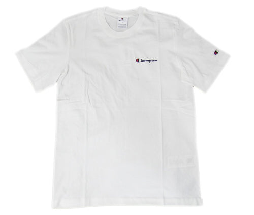 Champion SS TEE Light Cotton Jersey Uomo Logo Piccolo Cotone Bianco
