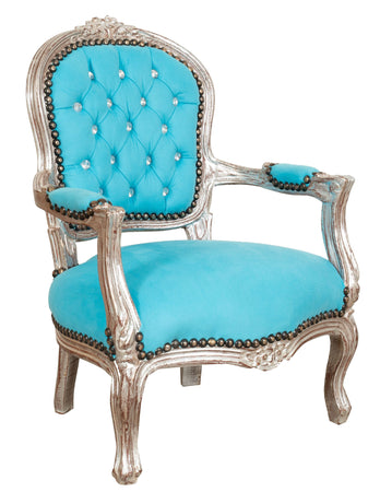 Biscottini Biscottini Poltrona Sedia Bambino Luigi XVI Faggio Argento Anticato Ecopelle