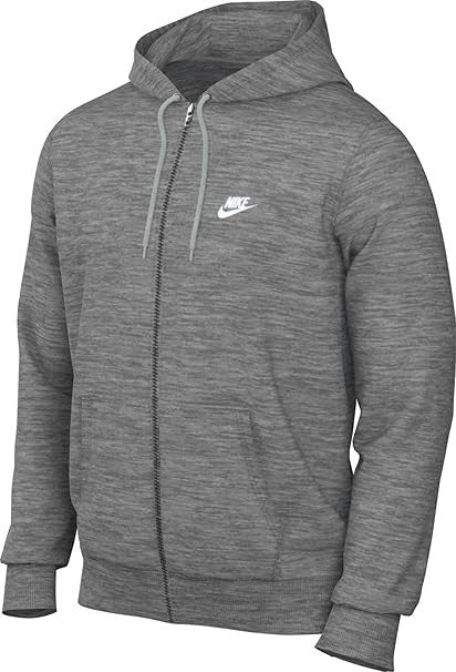 Nike Sportswear Club Fleece, Felpa con Cappuccio Uomo, Dk Grey Heather/ Lt Smoke Grey/ White