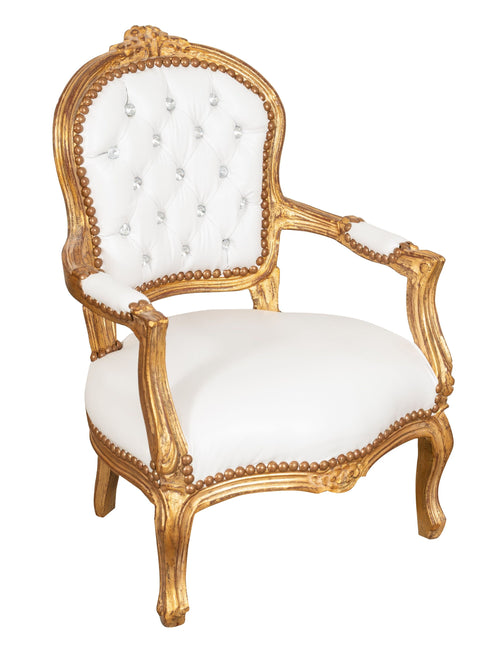 Biscottini Biscottini Sedia Poltrona Bambino Luigi XVI Faggio Oro Ecopelle 51x50x73