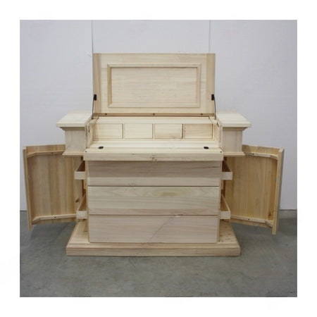 MOBILI 2G -  Cassettiera 7 cassetti classica con ribalta legno tinta noce 126x53x98 (530)