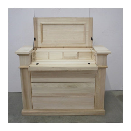 MOBILI 2G -  Cassettiera 7 cassetti classica con ribalta legno tinta noce 126x53x98 (530)