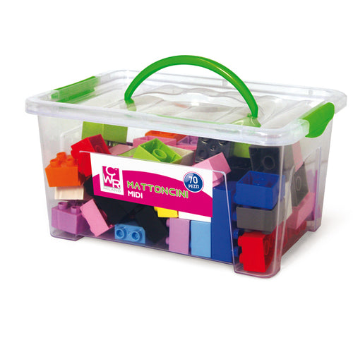 Bauletto 70 Mattoncini Da Costruzione Midi In Colori Assortiti Cwr