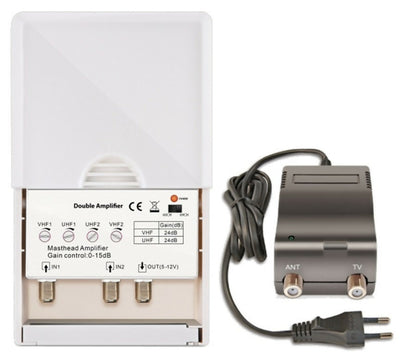Amplificatore da palo 24dB regolabile con filtro 4G LTE 2 Ingressi / 1 Uscita AMIKO