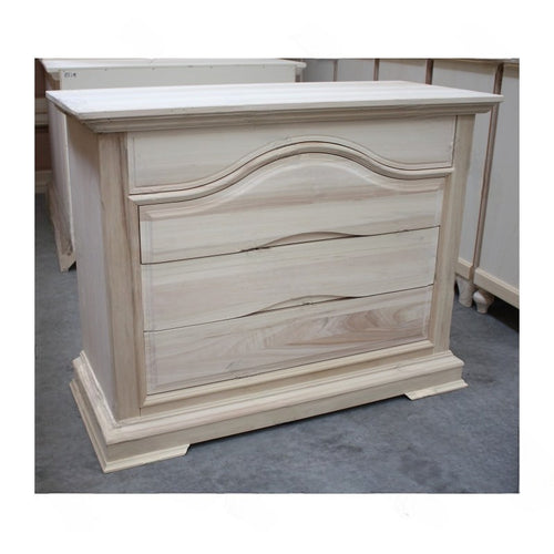 MOBILI 2G -  Cassettiera classica 4 cassetti legno grezzo 125x52x99 (495)