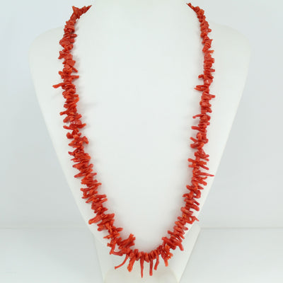 Collana donna filo corallo rosso a frange e chiusura in argento