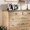MOBILI 2G -  Cassettiera arte povera 5 cassetti legno shabby avorio 117x51x101 (1429)